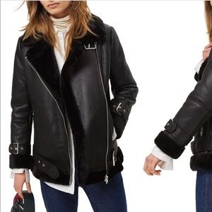 Top Shop faux shearling Biker Jacket
